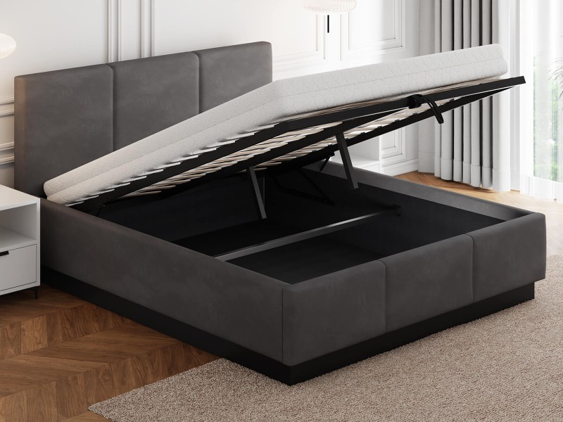 Čalúnená  levitujúca posteľ s úložným priestorom 160x200 TOP Line 8 Grafitová Velvet