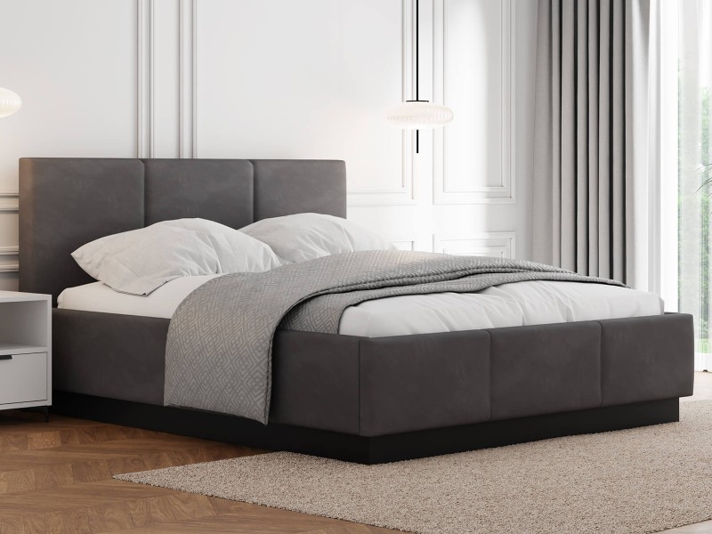 Čalúnená  levitujúca posteľ s úložným priestorom 160x200 TOP Line 8 Grafitová Velvet