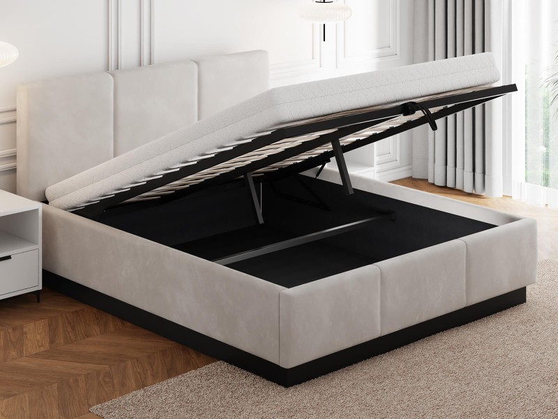 Čalúnená  levitujúca posteľ s úložným priestorom 140x200 TOP Line 8 Šedá Velvet