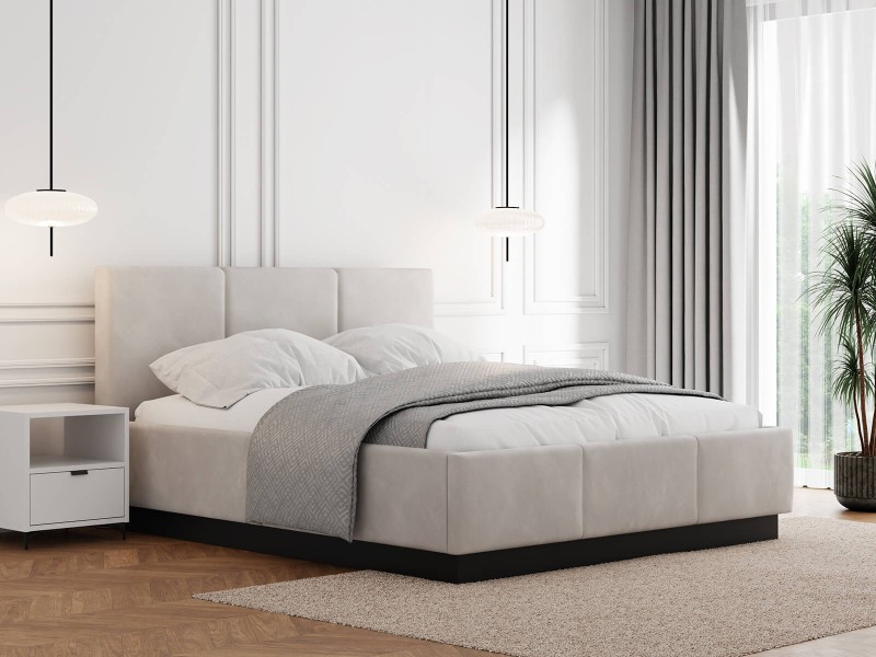 Čalúnená  levitujúca posteľ s úložným priestorom 140x200 TOP Line 8 Šedá Velvet