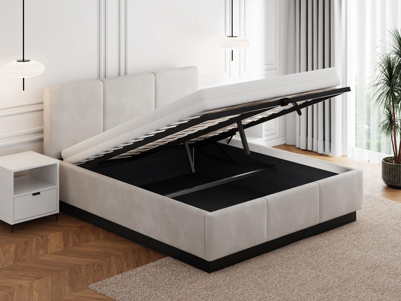 Čalúnená  levitujúca posteľ s úložným priestorom 140x200 TOP Line 8 Šedá Velvet
