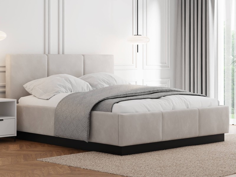 Čalúnená  levitujúca posteľ s úložným priestorom 160x200 TOP Line 8 Šedá Velvet