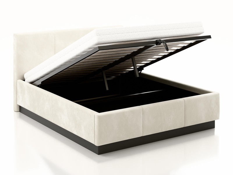 Čalúnená  levitujúca posteľ s úložným priestorom 140x200 TOP Line 8 Béžová Velvet