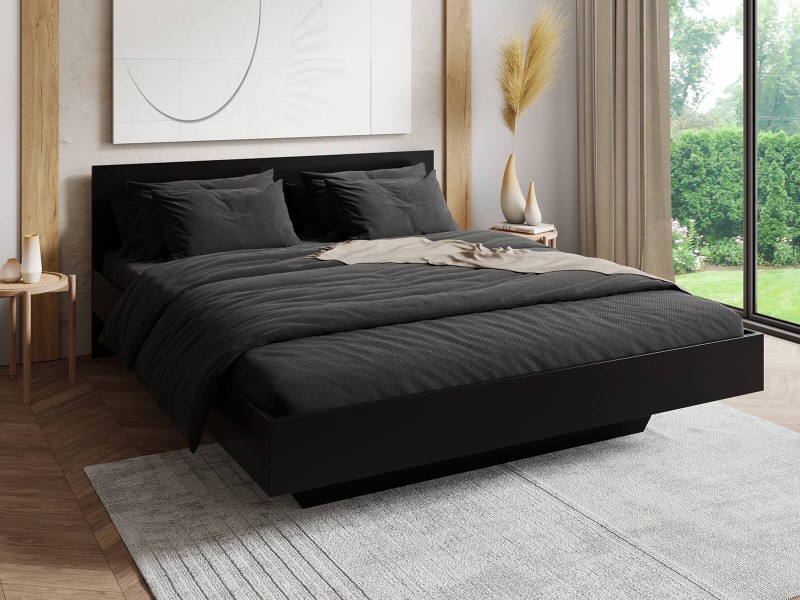 Levitujúca posteľ 120x200 z nábytkovej dosky, čierna DM2