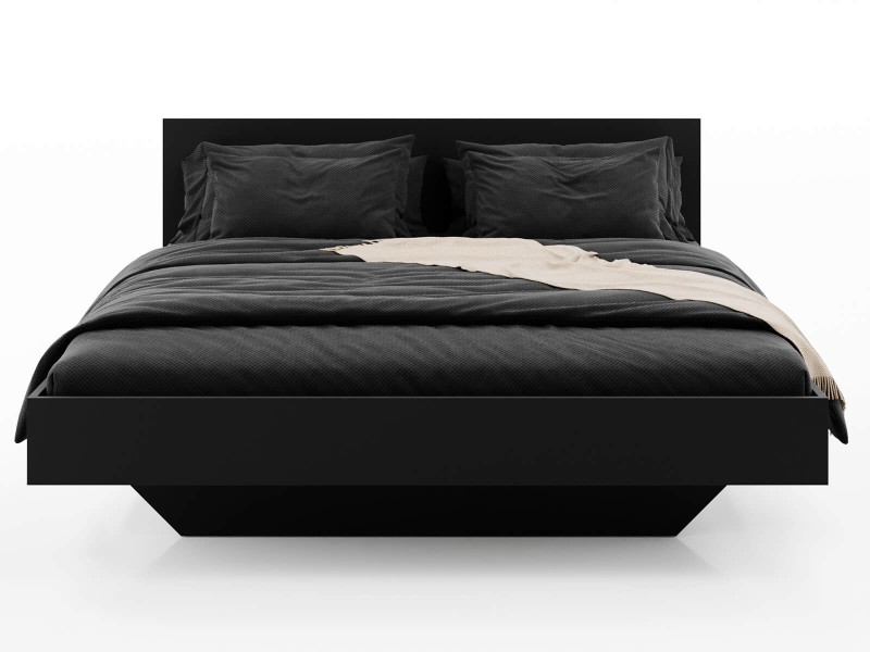 Levitujúca posteľ 160x200 z nábytkovej dosky, čierna DM2