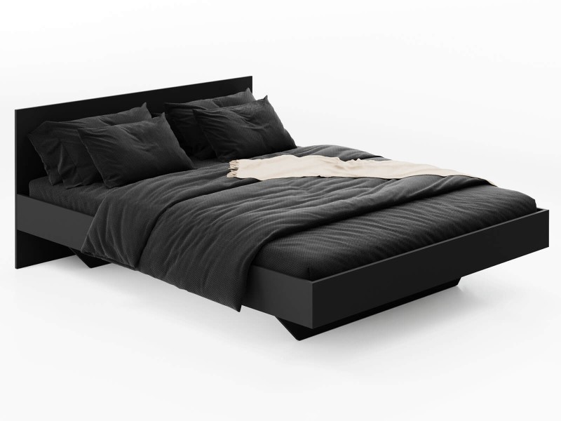 Levitujúca posteľ 180x200 z nábytkovej dosky, čierna DM2