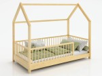 Detská posteľ DOMČEK 80x160 so zábradlím a roštom, borovica D9