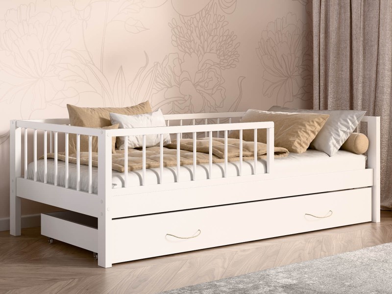 Drevená detská posteľ so zásuvkou 80x160 Filip biela