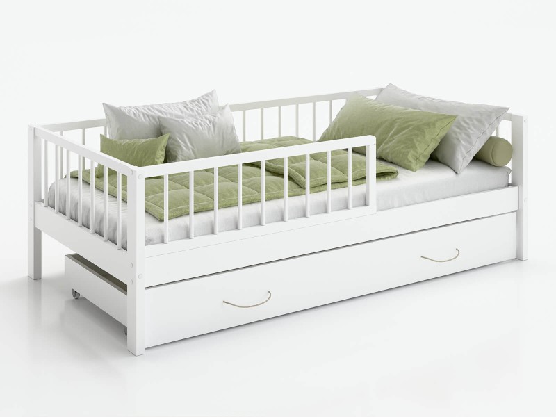 Drevená detská posteľ so zásuvkou 80x160 Filip biela