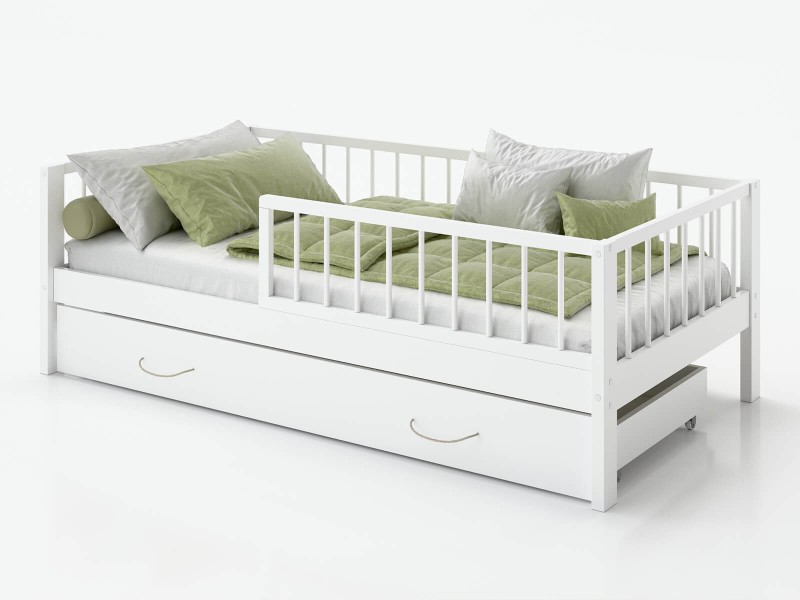 Drevená detská posteľ so zásuvkou 80x160 Filip biela
