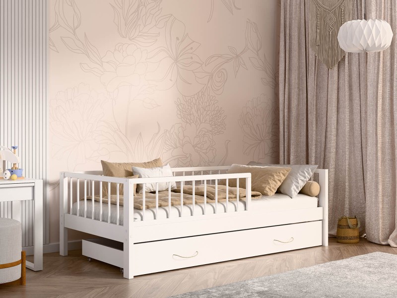 Drevená detská posteľ so zásuvkou 80x160 Filip biela