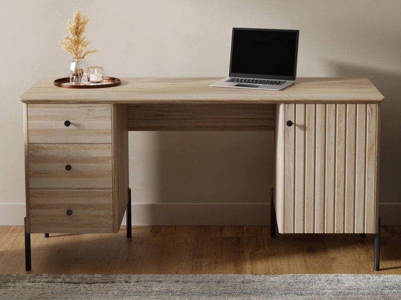 Písací stôl z bukového dreva Lamelo, Prírodný Buk