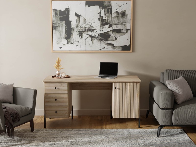 Písací stôl z bukového dreva Lamelo, Prírodný Buk