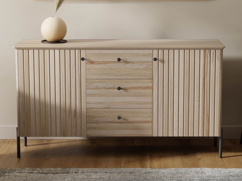 Drevená buková komoda Lamelo 3S2D, Buk Prírodný