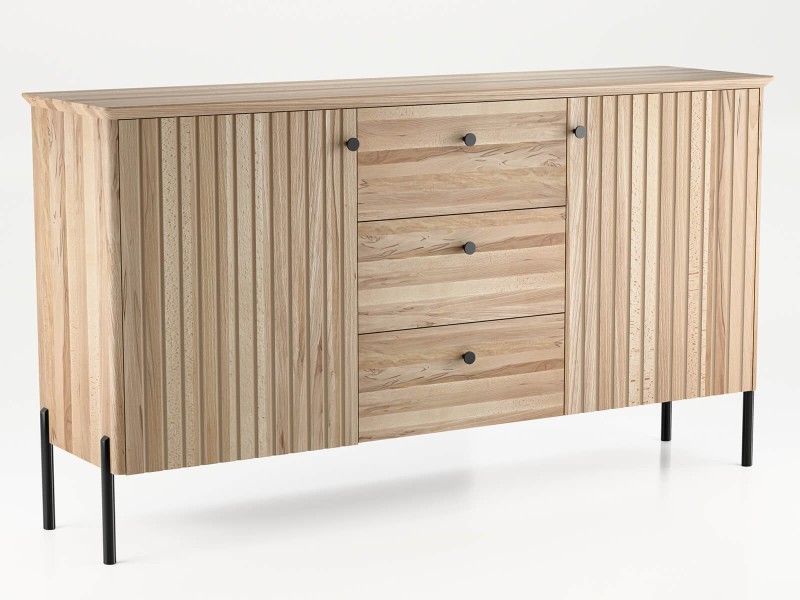 Drevená buková komoda Lamelo 3S2D, Buk Prírodný