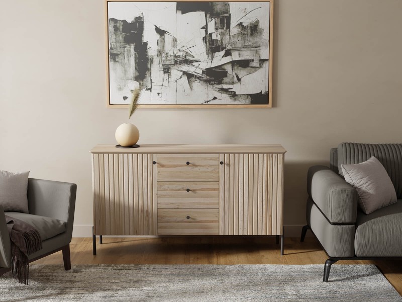 Drevená buková komoda Lamelo 3S2D, Buk Prírodný