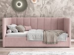 Pohovka jednomiestna čalúnená 90x200 s úložným priestorom a roštom, Urus Ružový Soro 61