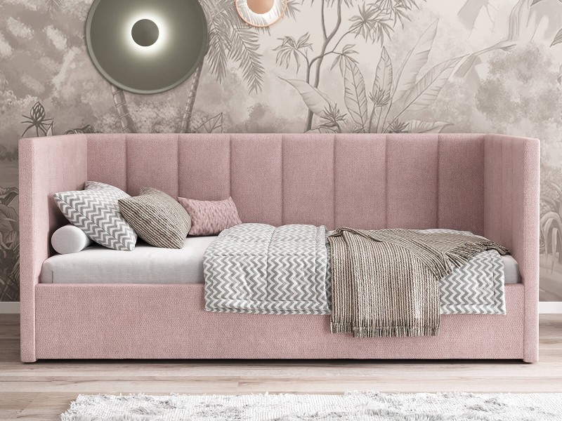 Pohovka jednomiestna čalúnená 90x200 s úložným priestorom a roštom, Urus Ružový Soro 61