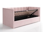 Pohovka jednomiestna čalúnená 90x200 s úložným priestorom a roštom, Urus Ružový Soro 61