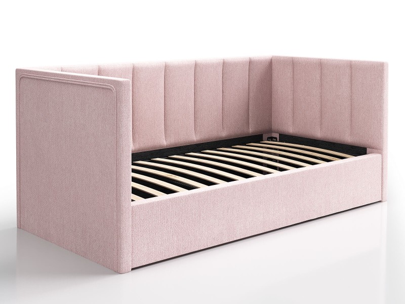 Pohovka jednomiestna čalúnená 90x200 s úložným priestorom a roštom, Urus Ružový Soro 61