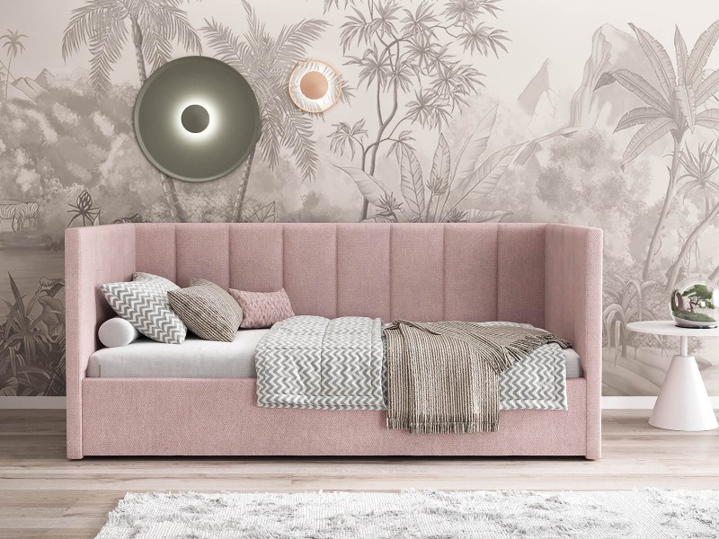 Pohovka jednomiestna čalúnená 90x200 s úložným priestorom a roštom, Urus Ružový Soro 61