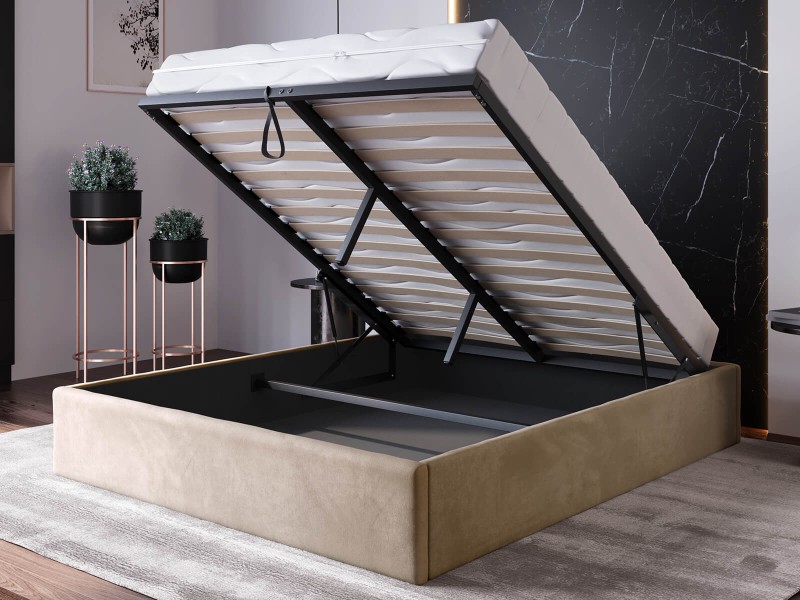 Čalúnená posteľ s úložným priestorom 180x200 bez čela BOX Line Hnedá Velvet