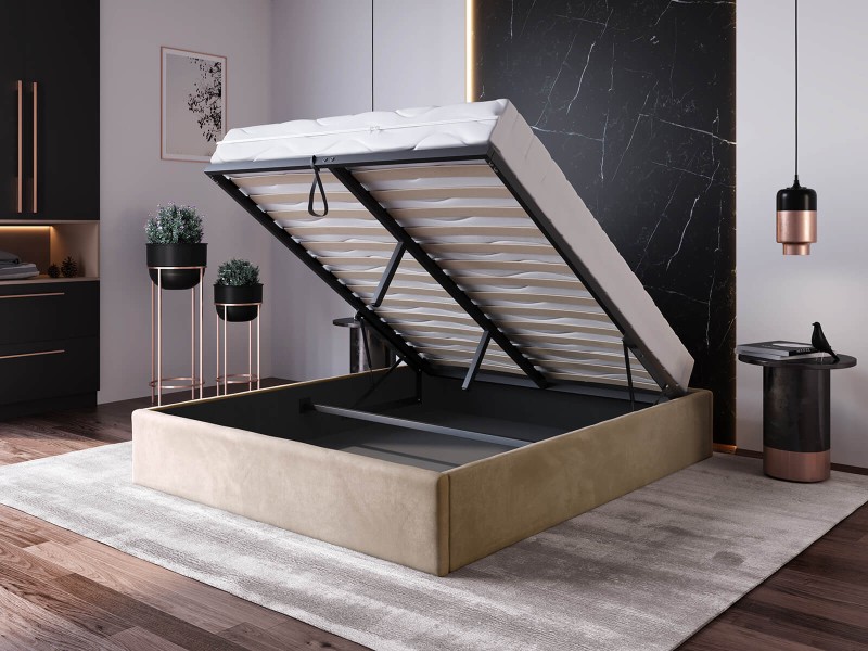 Čalúnená posteľ s úložným priestorom 180x200 bez čela BOX Line Hnedá Velvet