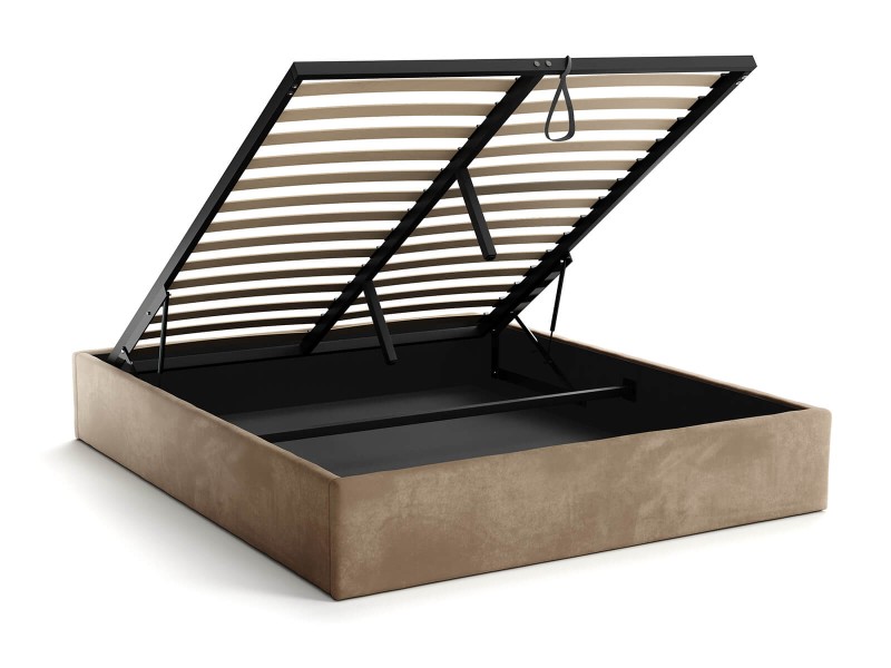 Čalúnená posteľ s úložným priestorom 180x200 bez čela BOX Line Hnedá Velvet