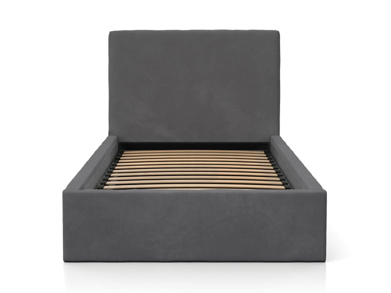 Čalúnená detská posteľ s úložným priestorom 90x200 s roštom, Grafitová Velvet Kids Line 4