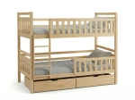 Drevená poschodová posteľ so zásuvkami 90x200cm P4S borovica