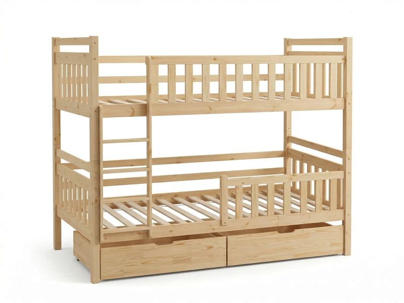 Drevená poschodová posteľ so zásuvkami 90x200cm P4S borovica