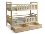 Drevená poschodová posteľ so zásuvkami 90x200cm P4S borovica