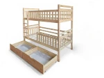 Drevená poschodová posteľ so zásuvkami 90x200cm P4S borovica