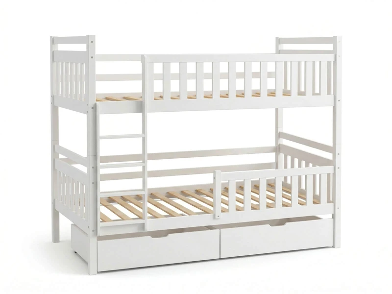 Drevená poschodová posteľ so zásuvkami 90x200cm  P4S biela