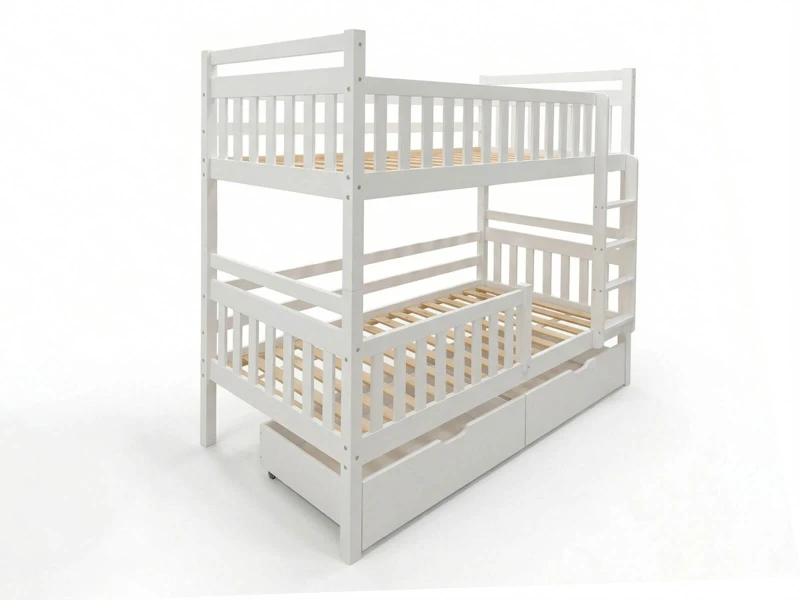 Drevená poschodová posteľ so zásuvkami 90x200cm  P4S biela