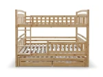 Drevená poschodová posteľ pre 3 osoby so zásuvkami P3S 90x200 borovica