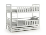 Drevená poschodová posteľ pre 3 osoby so zásuvkami P3S 90x200 biela