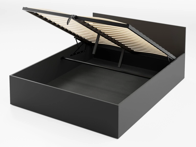 Posteľ DM1 160x200 Čierna s roštom a úložným priestorom