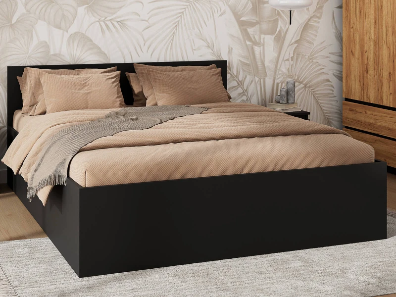 Posteľ DM1 160x200 Čierna s roštom a úložným priestorom