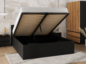 Posteľ DM1 120x200 Čierna s roštom a úložným priestorom