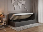 Jednolôžková čalúnená pohovka 90x200 s kontajnerom a rámom Bluvel 18 Grafitová Leo