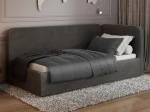 Jednolôžková čalúnená pohovka 90x200 s kontajnerom a rámom Bluvel 18 Grafitová Leo