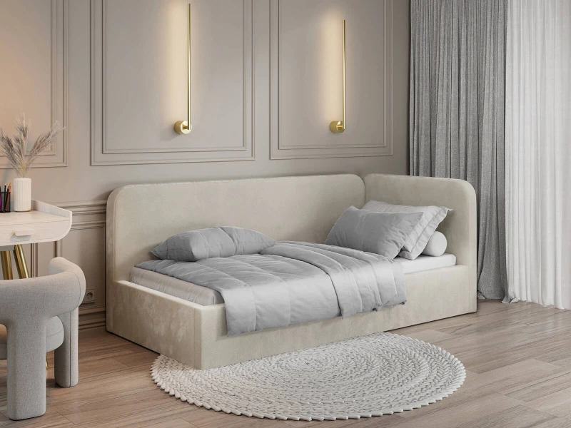 Jednolôžková čalúnená pohovka 90x200 s kontajnerom a rámom Bluvel 22 Béžová Leo