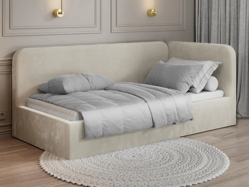 Jednolôžková čalúnená pohovka 90x200 s kontajnerom a rámom Bluvel 22 Béžová Leo