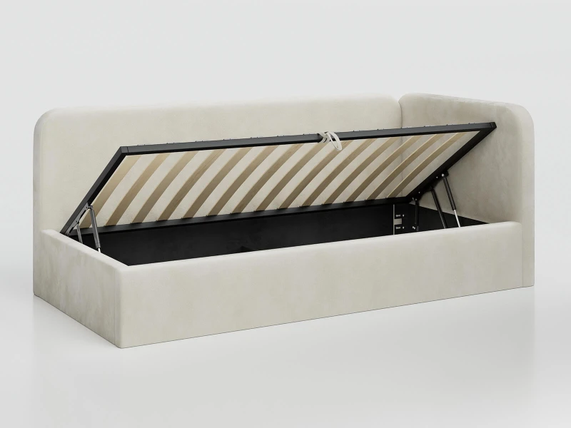 Jednolôžková čalúnená pohovka 90x200 s kontajnerom a rámom Bluvel 22 Béžová Leo