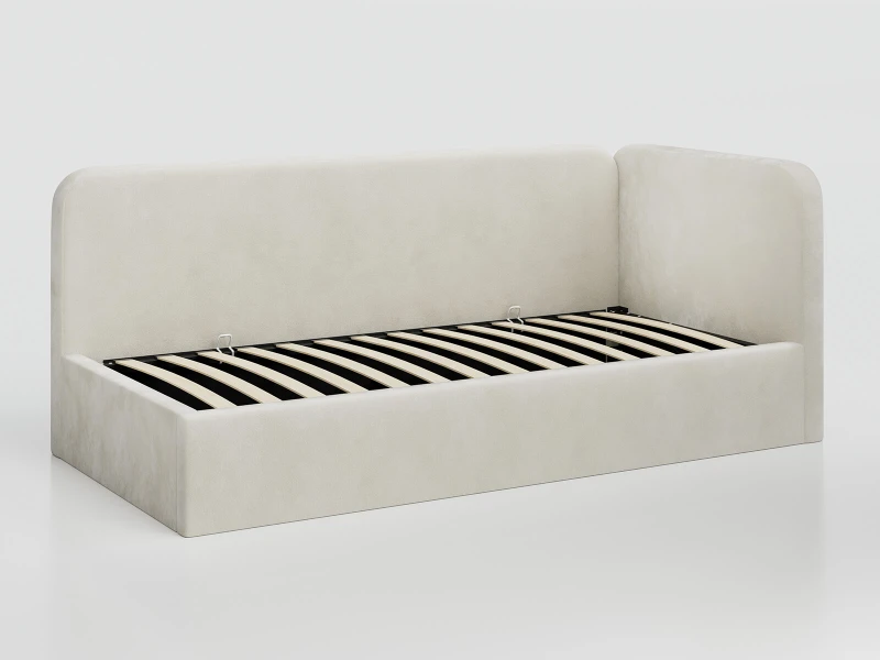 Jednolôžková čalúnená pohovka 90x200 s kontajnerom a rámom Bluvel 22 Béžová Leo
