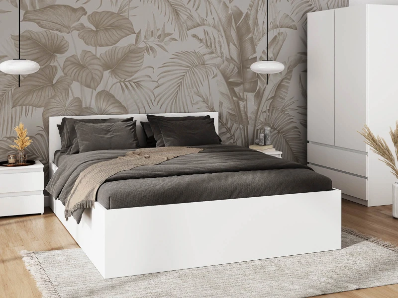 Posteľ DM1 160x200 bílá s roštom a úložným priestorom