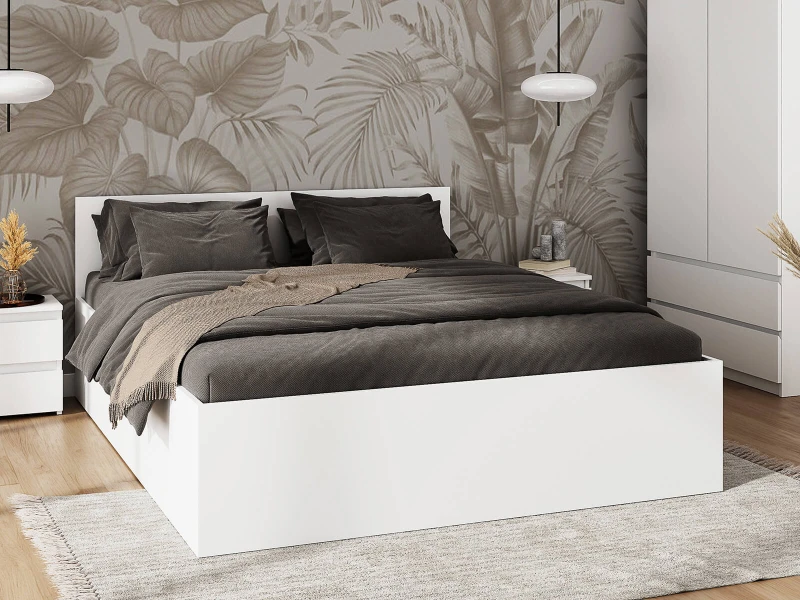 Posteľ DM1 160x200 bílá s roštom a úložným priestorom