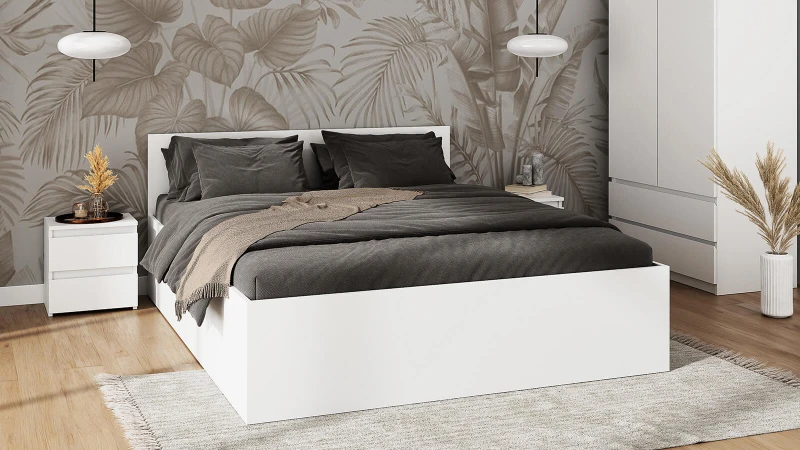 Posteľ DM1 160x200 bílá s roštom a úložným priestorom