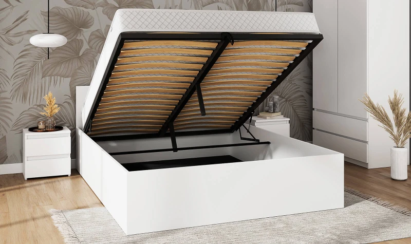 Posteľ DM1 120x200 bílá s roštom a úložným priestorom
